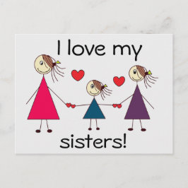 Ik hou van mijn zussen Cute Sisters Love Briefkaart