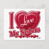 Ik hou van mijn zussen rood - hart briefkaart (Voorkant)