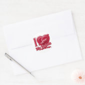 Ik hou van mijn zussen rood - hart ronde sticker (Envelop)
