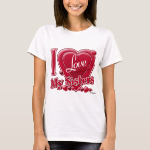 Ik hou van mijn zussen rood - hart t-shirt
