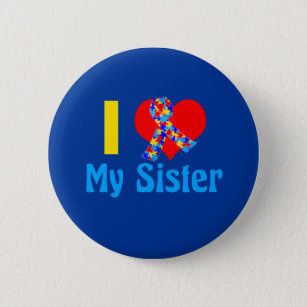 Ik hou van mijn zuster Autisme Awareness Blue Ronde Button 5,7 Cm
