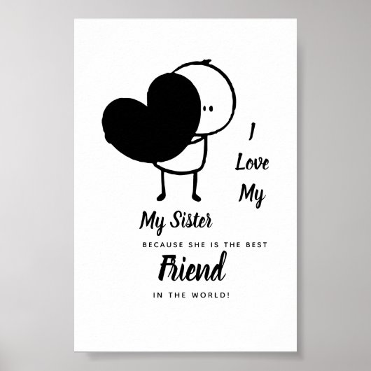 Ik hou van mijn ZUSTER - Beste vriendin Persoonlij Poster (Voorkant)