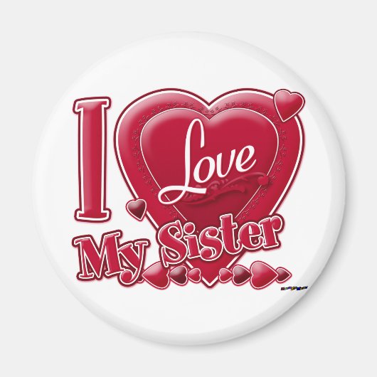 Ik hou van mijn zuster rood - hart magneet (Voorkant)