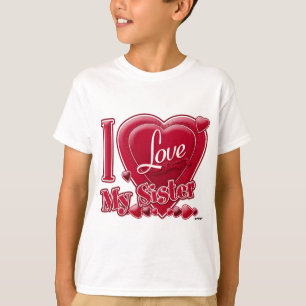 Ik hou van mijn zuster rood - hart t-shirt