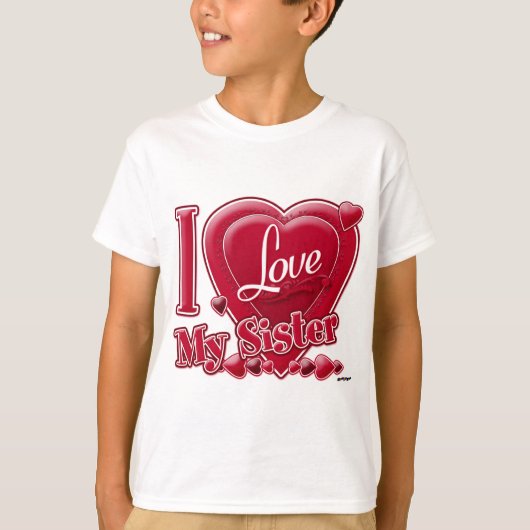 Ik hou van mijn zuster rood - hart t-shirt (Voorkant)
