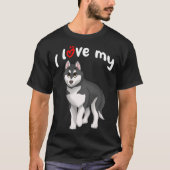 Ik hou van mijn zwart-witte Siberische Husky Hond T-shirt (Voorkant)