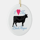 Ik hou van mijn zwarte angus keramisch ornament (Rechts)