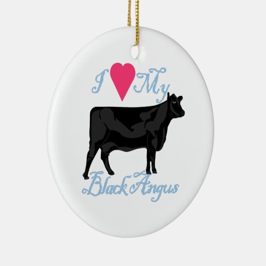 Ik hou van mijn zwarte angus keramisch ornament (Rechts)