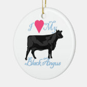 Ik hou van mijn zwarte angus keramisch ornament (Links)