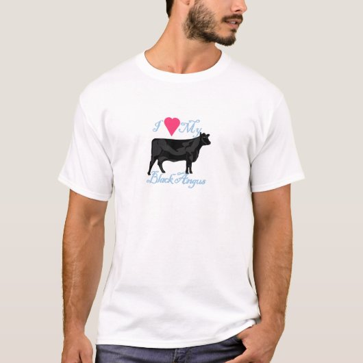 Ik hou van mijn zwarte angus t-shirt (Voorkant)