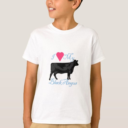 Ik hou van mijn zwarte angus t-shirt (Voorkant)