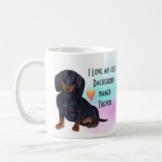 Ik hou van mijn zwarte dachshund aangepaste cartoo koffiemok (Links)