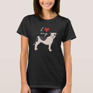 Ik hou van mijn zwarte en witte Amerikaanse pit bu T-shirt