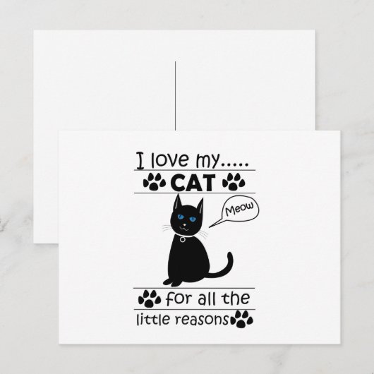 Ik hou van mijn zwarte kat briefkaart (Voorkant / Achterkant)