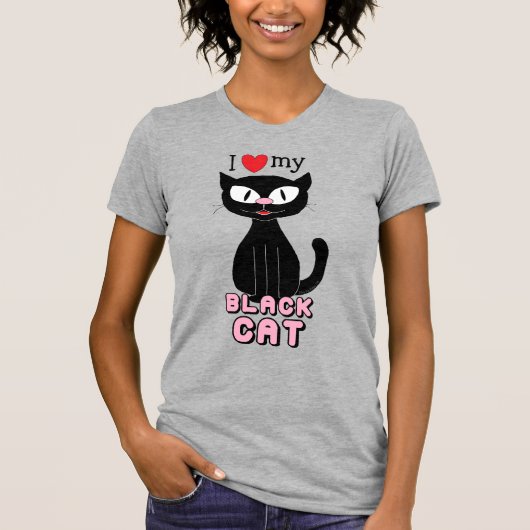 Ik hou van mijn zwarte kat Cute T-shirt (Voorkant)