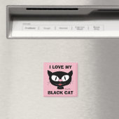 Ik hou van mijn zwarte kat, knappe cartoon kat magneet (Insitu (Vaatwasser))