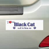 Ik hou van mijn zwarte kat (mannenkat) bumpersticker (Op auto)