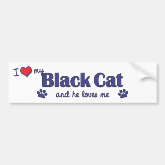 Ik hou van mijn zwarte kat (mannenkat) bumpersticker (Voorkant)