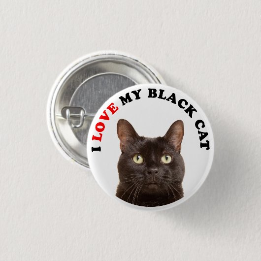 Ik hou van mijn zwarte kat ronde button 3,2 cm (Voorkant /achterkant)