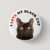 Ik hou van mijn zwarte kat ronde button 3,2 cm (Voorkant)