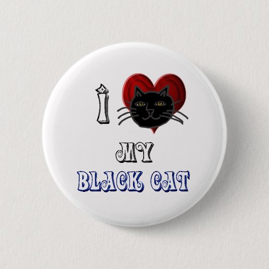 ik hou van mijn zwarte kat ronde button 5,7 cm (Voorkant)