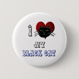 ik hou van mijn zwarte kat ronde button 5,7 cm