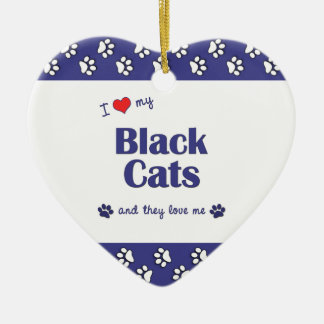 Ik hou van mijn zwarte katten (meerdere katten) keramisch ornament