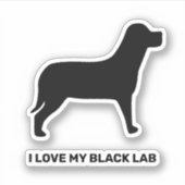 Ik hou van mijn zwarte lab hond silhouet sticker (Voorkant)