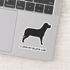 Ik hou van mijn zwarte lab hond silhouet sticker