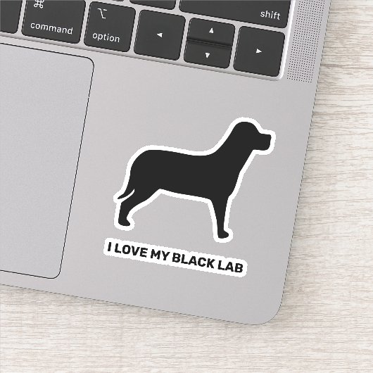 Ik hou van mijn zwarte lab hond silhouet sticker (Detail)
