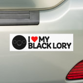 IK HOU VAN MIJN ZWARTE LORIE BUMPERSTICKER (Op auto)