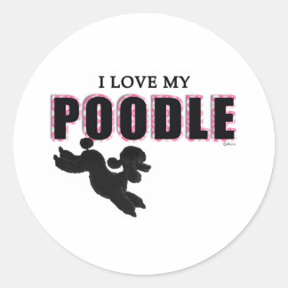 Ik hou van mijn zwarte poedel ronde sticker