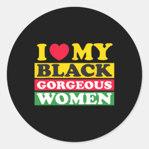 Ik hou van mijn zwarte prachtige vrouwen zwarte ge ronde sticker