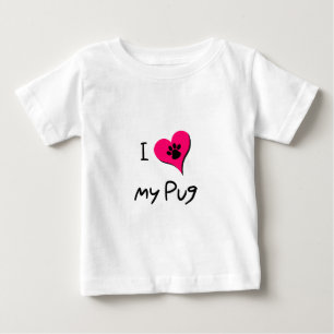 Ik hou van mijn zwarte pug afdrukken op het roze h