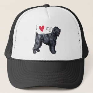 Ik hou van mijn zwarte Russische Terrier Trucker Pet