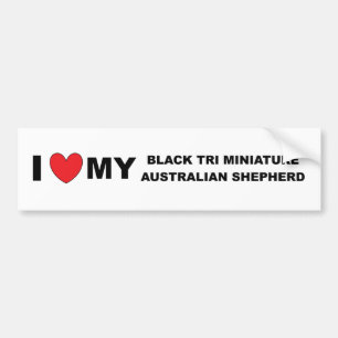 Ik hou van mijn zwarte Tri Mini Aussie Bumpersticker