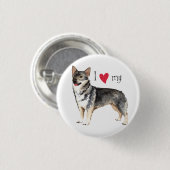 Ik hou van mijn Zweedse Vallhund Ronde Button 3,2 Cm (Voorkant /achterkant)