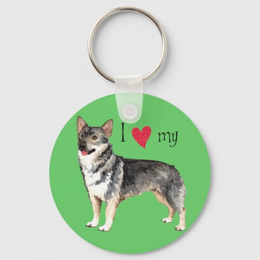Ik hou van mijn Zweedse Vallhund Sleutelhanger (Voorkant)