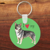 Ik hou van mijn Zweedse Vallhund Sleutelhanger (Voorkant)