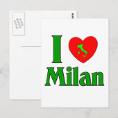 Ik hou van Milaan Italië Briefkaart (Voorkant / Achterkant)