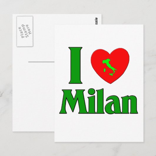 Ik hou van Milaan Italië Briefkaart (Voorkant / Achterkant)