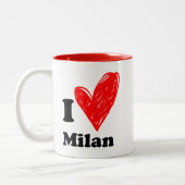 Ik hou van Milaan Tweekleurige Koffiemok (Links)