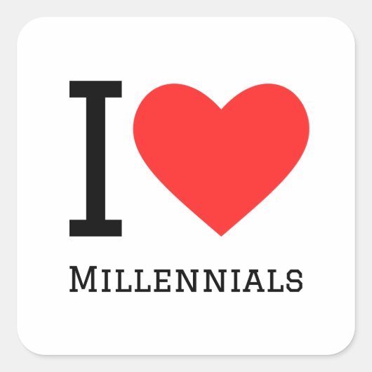 Ik hou van millennials vierkante sticker (Voorkant)