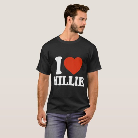 Ik hou van Millie I Heart Millie Red Heart Valenti T-shirt (Voorkant volledig)