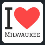 Ik hou van Milwaukee Vierkante Sticker<br><div class="desc">Ik hou van Milwaukee,  voor Wisconsin liefhebbers</div>