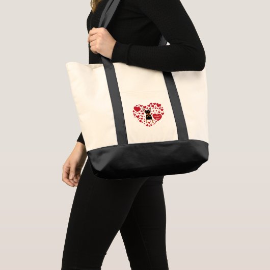 Ik hou van Min Pin Grote canvas tas (Voorkant (product))