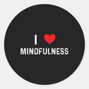 Ik hou van Mindfulness - Hart - Meditatie Meditere Ronde Sticker