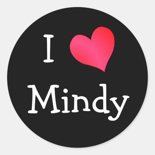 Ik hou van Mindy Ronde Sticker (Voorkant)