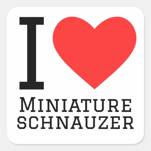 Ik hou van miniatuur schnauzer vierkante sticker (Voorkant)
