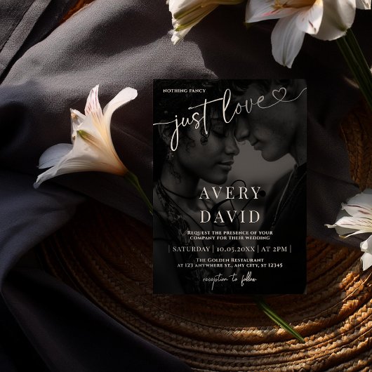 Ik hou van minimalistische trouwfoto kaart